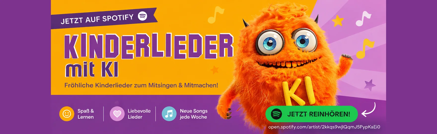 Anzeige: Kinderlieder mit KI — bei Spotify reinhören